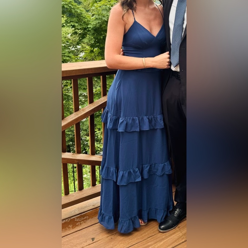 Navy blue teared gown - S